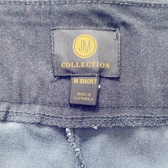 Pull on pants wide waistband grommet detail dark dusty navy blue JM Collection M - Picture 6 of 8
